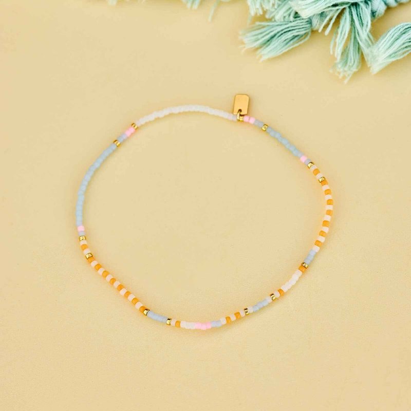 Pura Vida 美國手工 MIXED SEED BEAD GOLD 霧粉系混合彩珠腳鍊 - 腳鍊/腳環 - 其他材質 多色
