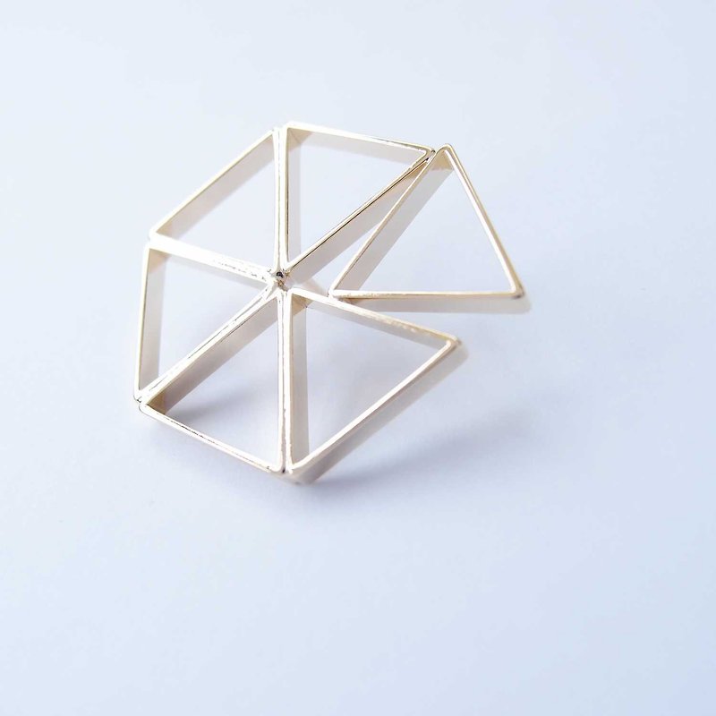 Geometric landscape 23 metal brooch - Brooches - Other Metals Gold
