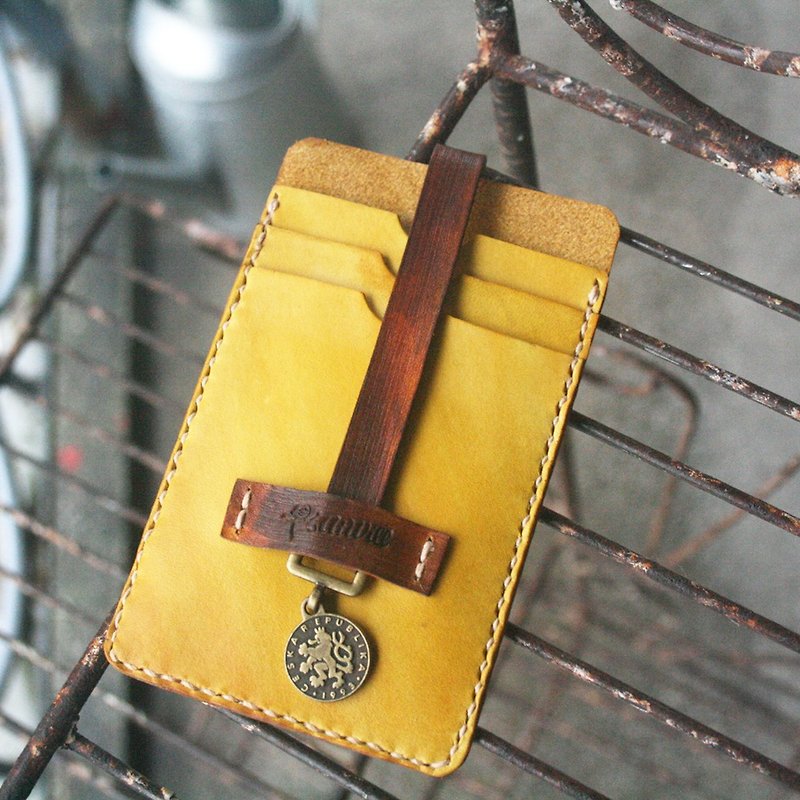 Atwill. British traveller. Handmade original brushed British cowhide buckle busi - Card Holders & Cases - Genuine Leather Yellow
