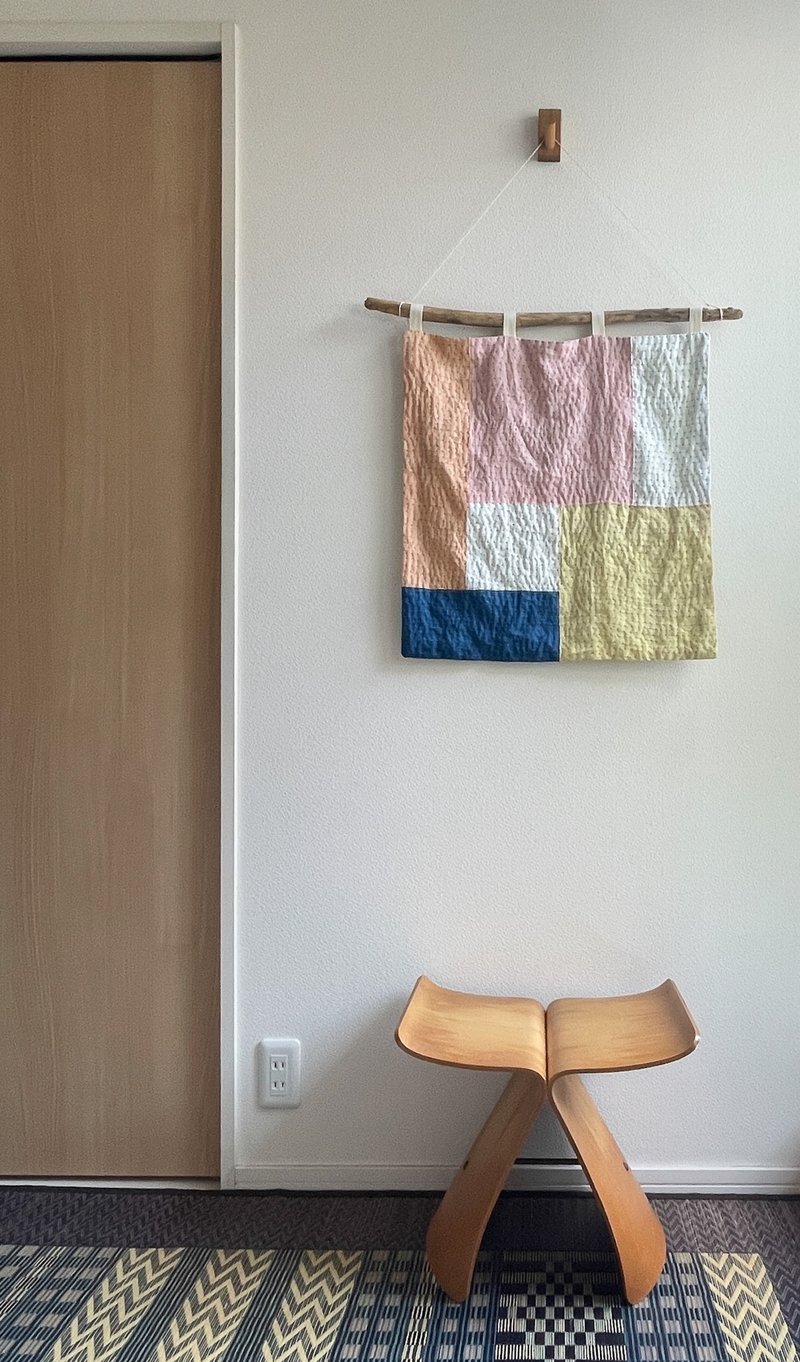 日本製 手染め 刺子 sashiko   JAPANBLUE Tapestry Aizome  藍染泥染タペストリー - 壁貼/牆壁裝飾 - 棉．麻 藍色