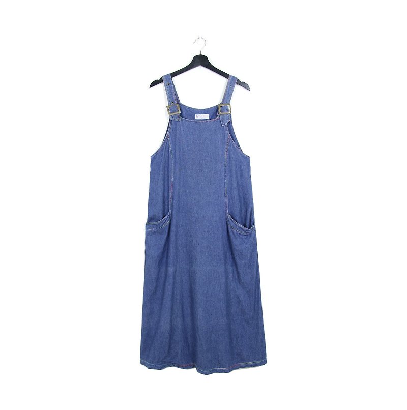 Back to Green :: loose double pockets // left shoulder straps small flaws // tannin dresses vintage - One Piece Dresses - Cotton & Hemp Blue
