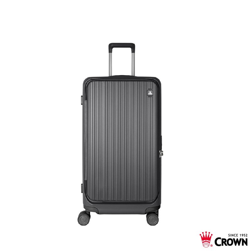 【CROWN】26吋 BOXY 前開框架胖胖拉桿箱 託運箱  鐵灰色 - 行李箱/旅行袋 - 塑膠 灰色