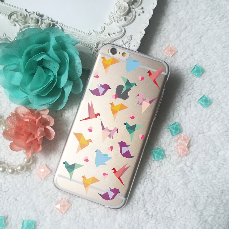 Paper Bird Heart TPU Phone Case for iphone X 8 8+7+ 6 6S LG V30 Sony Xperia X Z - Phone Cases - Silicone Transparent