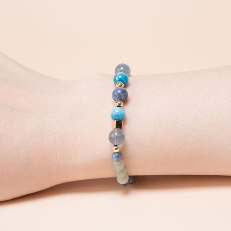 Life Spirit No. 1 Caihe Blue Sky Stone Blue Stone Teal Stone Stone Bracelet - Bracelets - Crystal Multicolor