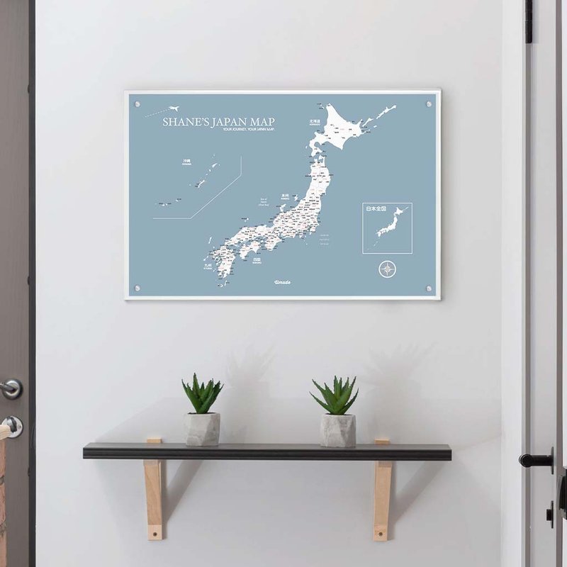 日本地圖-訂製磁吸系列海報-月白灰(母親節客製禮物)IKEA留言板款 - 海報/掛畫/掛布 - 紙 藍色