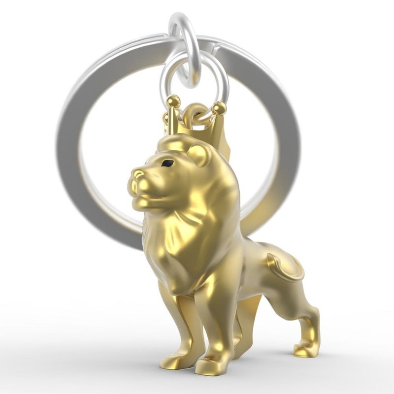 【Metalmorphose】MTM Lion King Keychain Animal Charm/Gift - ที่ห้อยกุญแจ - โลหะ สีทอง