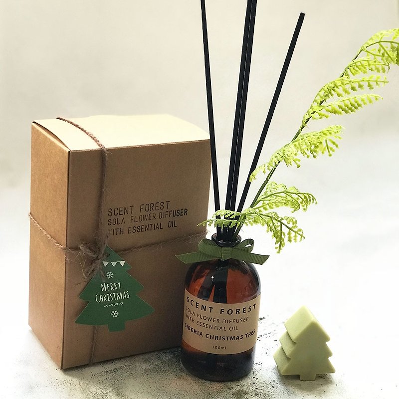 Natural Essential Oil Fragrance Bamboo - Siberian Christmas Tree + Small Tree Handmade Soap Christmas Limited - น้ำหอม - แก้ว สีนำ้ตาล