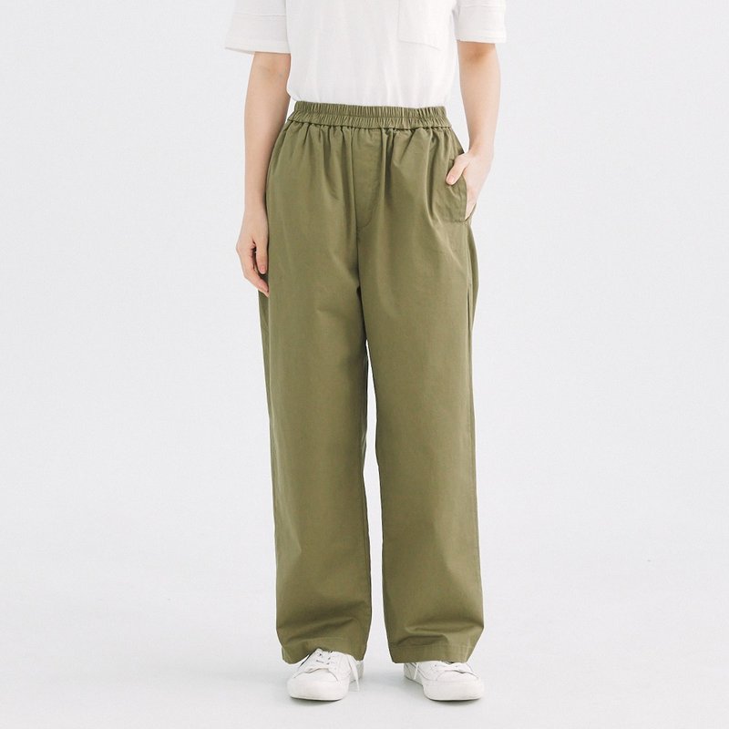 【Simply Yours】Mismatched Pocket Casual Pants Green F - Women's Pants - Cotton & Hemp Green