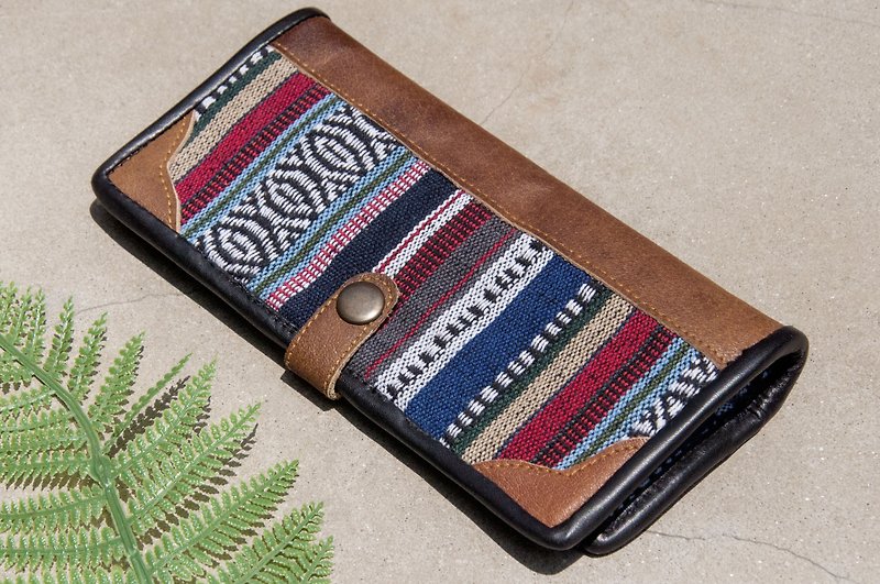 Hand-woven stitching leather long wallet/long wallet/coin wallet/woven wallet-Mexican leather wallet - Wallets - Genuine Leather Multicolor