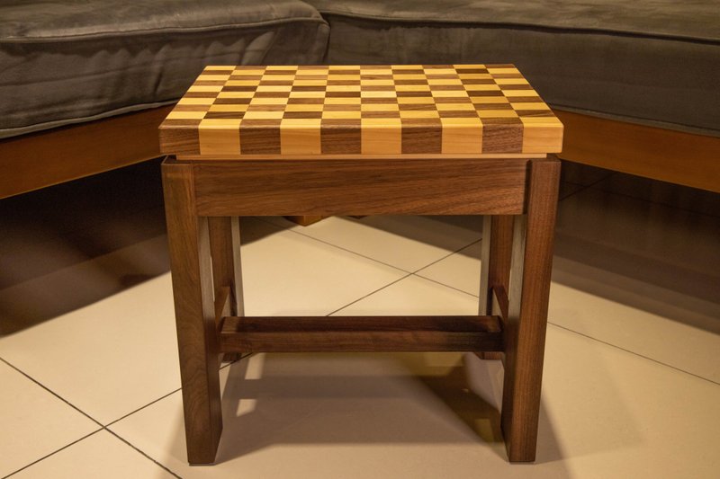 [It must be wood] Plaid pattern丨Striped stool - Chairs & Sofas - Wood Brown