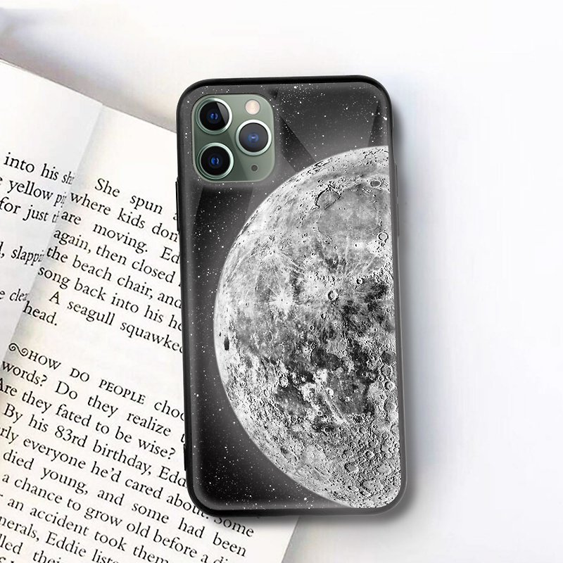 聚酯纖維 手機殼/手機套 黑色 - 月亮月球黑白宇宙鏡面手機殼iPhone13 14 Pro Max三星PCGS-PL-03
