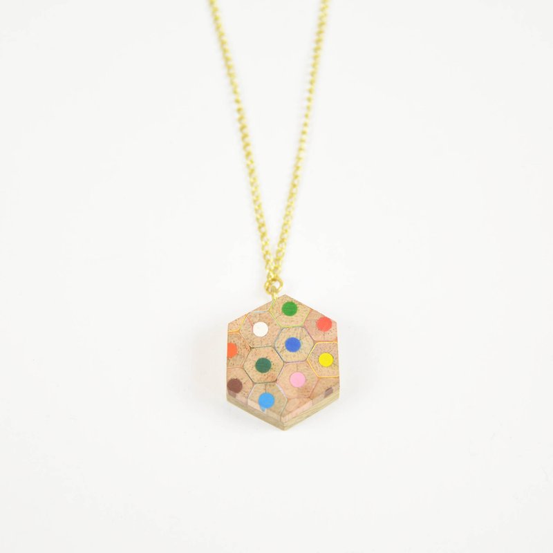 Recycle Colored Pencil Necklace_Hexagon_Trade Fair - Necklaces - Other Materials Multicolor