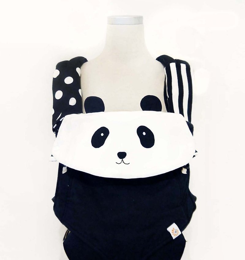 DOMOMO panda bear dot striped slobber saliva towel a variety of wear law moon gift box - ของขวัญวันครบรอบ - ผ้าฝ้าย/ผ้าลินิน สีดำ