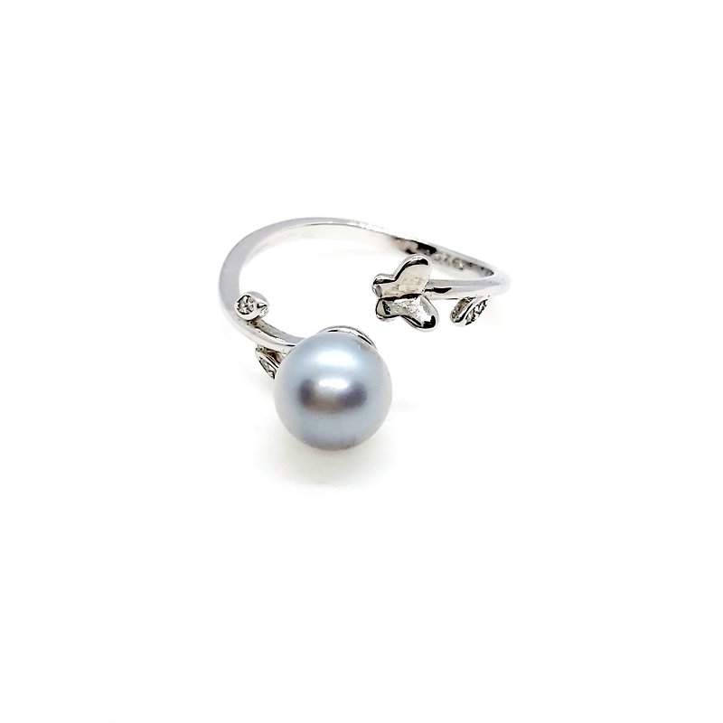 小蝴蝶海水真多麻珍珠純銀戒指 - 戒指 - 珍珠 