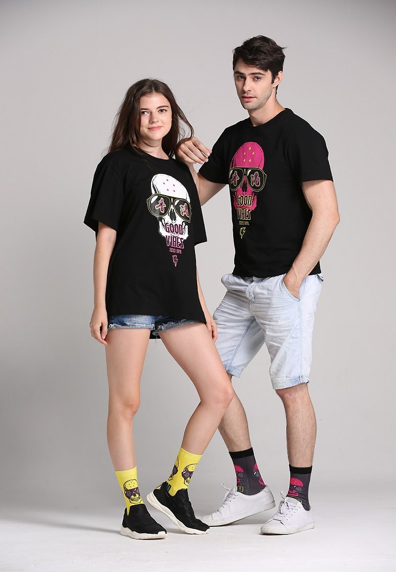 Fools Day Good Vibes Pink - Unisex Hoodies & T-Shirts - Cotton & Hemp Black