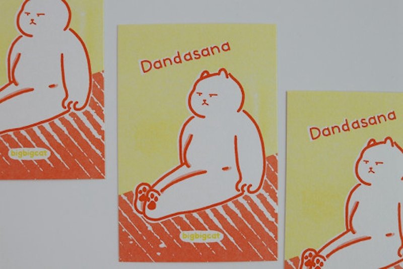 big big cat postcard - Dandasana - 心意卡/卡片 - 紙 黃色