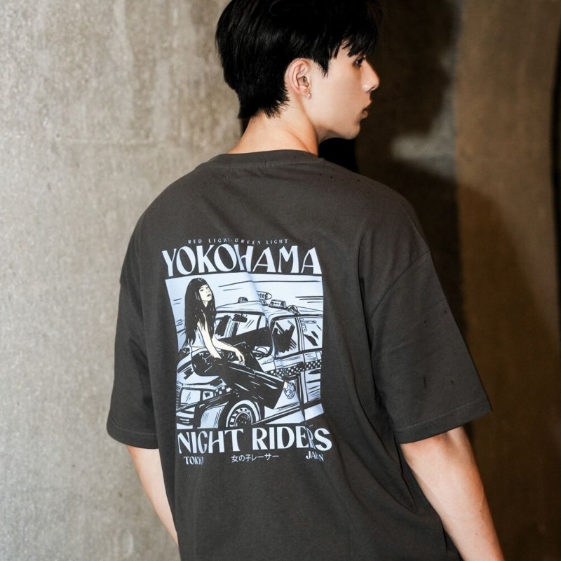 【CREEPS】YOKOHAMA 寬鬆重磅印花T恤 210g - 男 T 恤 - 棉．麻 多色