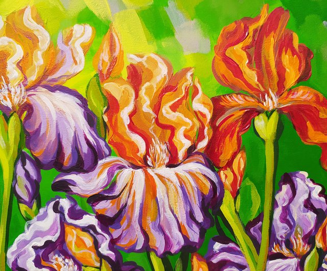 絵画油絵原画花カラフルパステルカラーF4