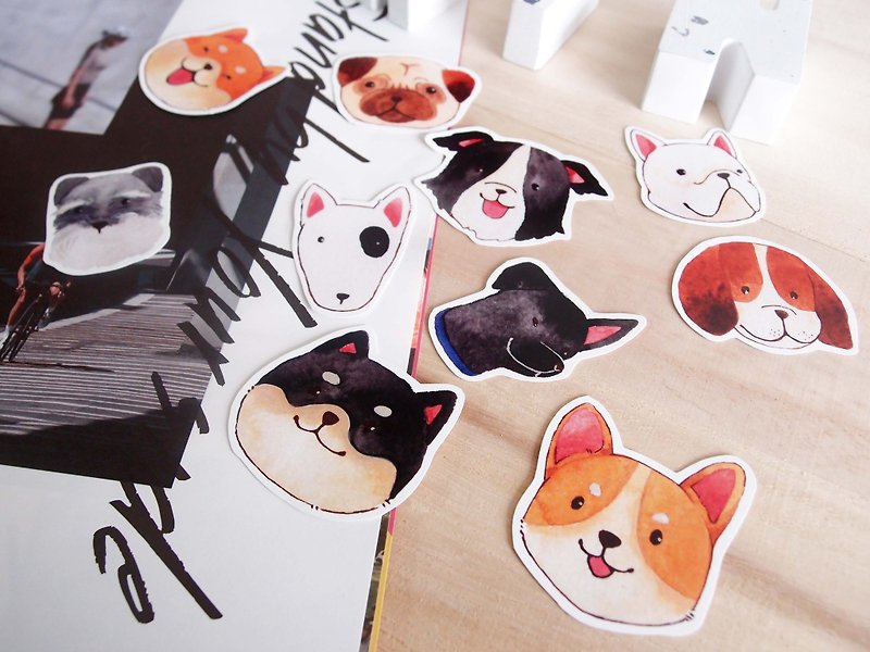 Dog head sticker pack - สติกเกอร์ - กระดาษ หลากหลายสี