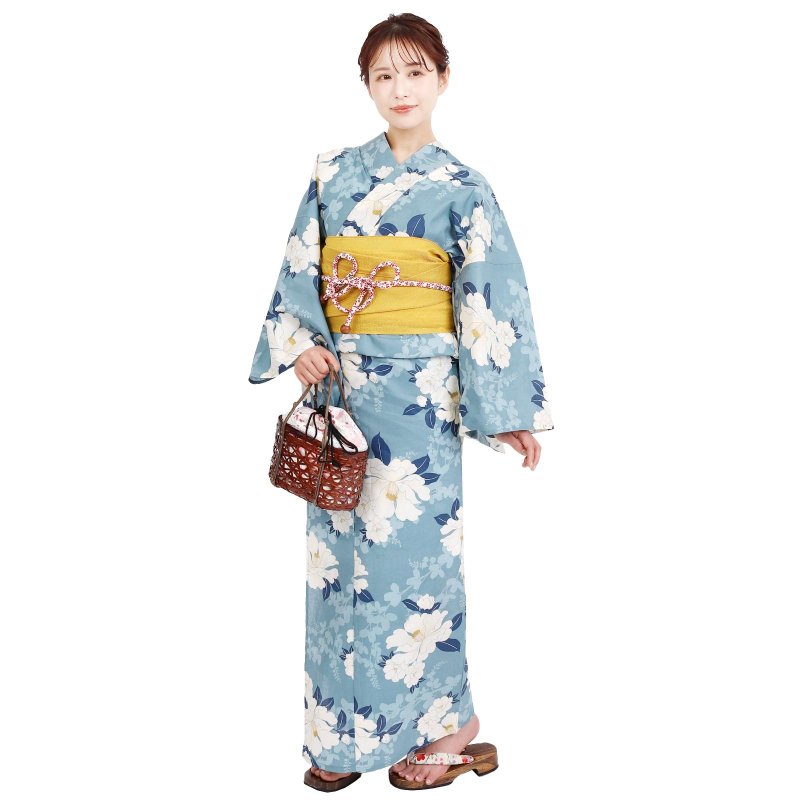日本 和服 浴衣 女性 浴衣 腰封 2件組 S/F Size x23S/F-17 - 其他 - 棉．麻 藍色