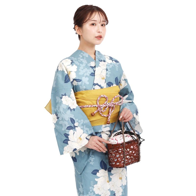 日本 和服 浴衣 女性 浴衣 腰封 2件組 S/F Size x23S/F-17 - 其他 - 棉．麻 藍色