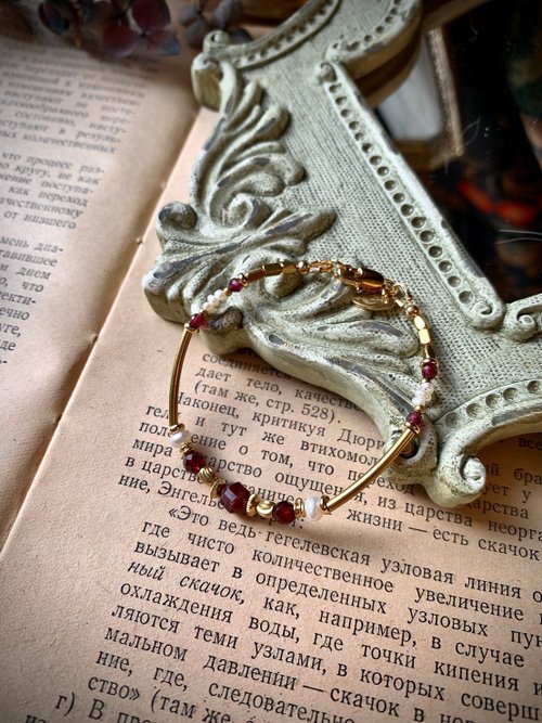 Garnet Beads Bracelet Genuine Garnet Stone Dark Red Color Real