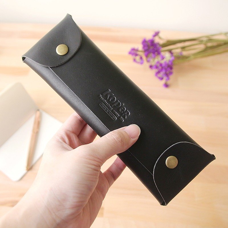 [Handmade Leather] Pencil Case - Classic Black (Made in Taiwan) - Pencil Cases - Genuine Leather Black