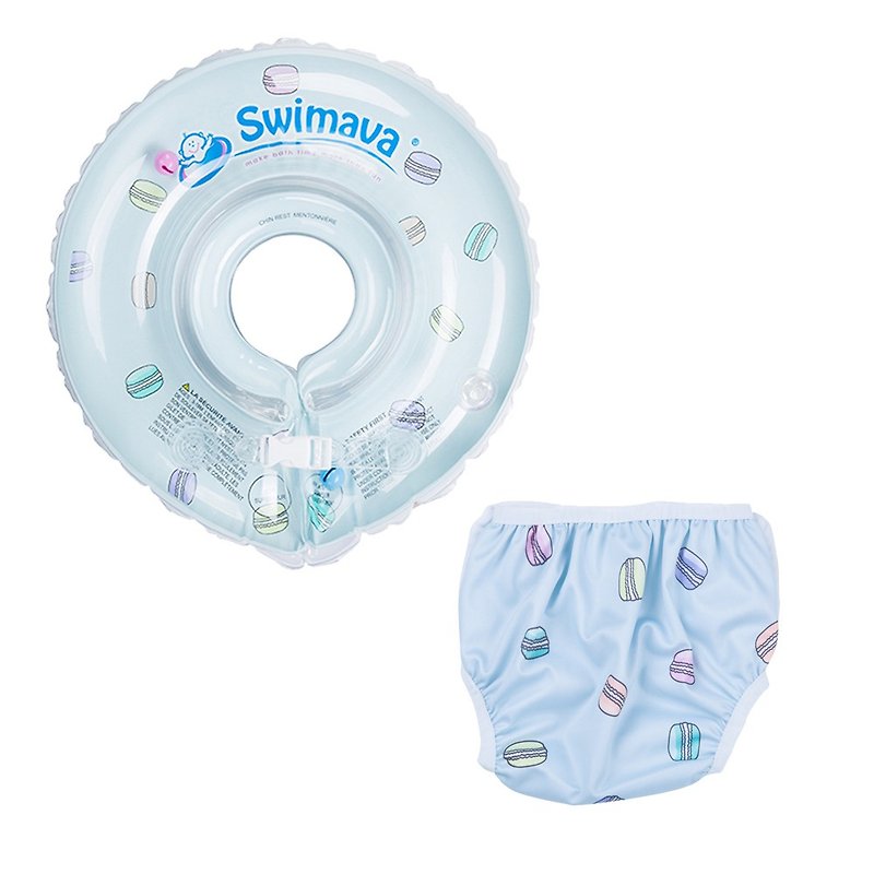 Swimava 馬卡龍嬰兒游泳脖圈/泳褲套裝組 - 嬰幼兒玩具/毛公仔 - 塑膠 藍色