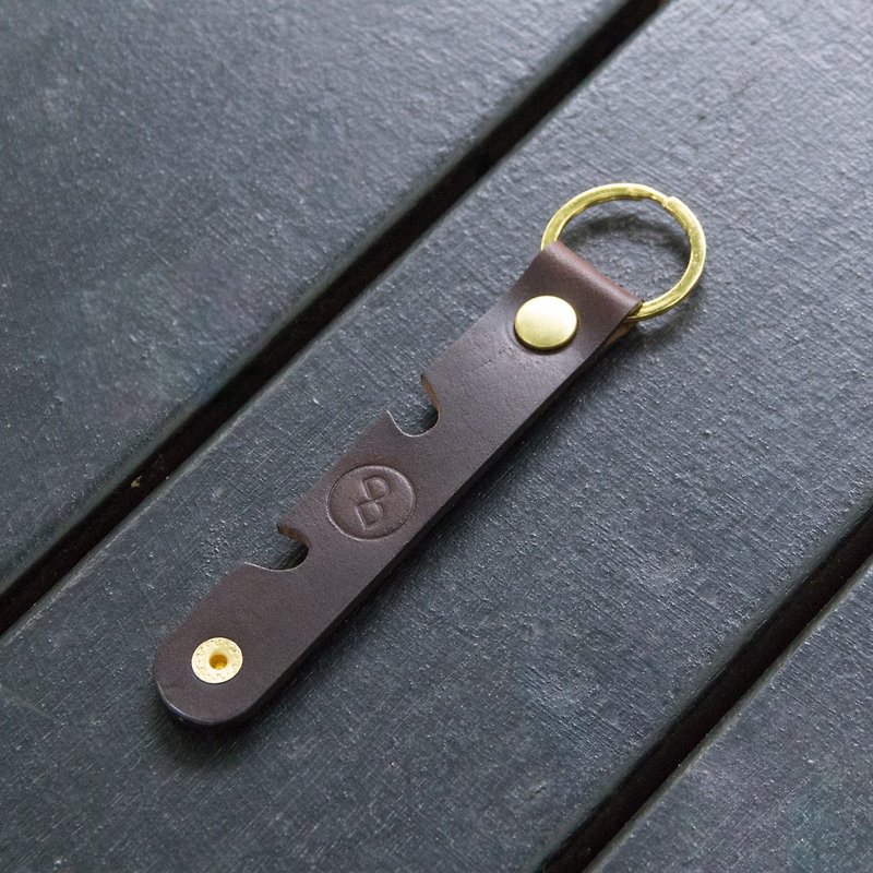 Creative leather key ring/mobile phone holder-Deep coffee - ที่ห้อยกุญแจ - หนังแท้ สีนำ้ตาล