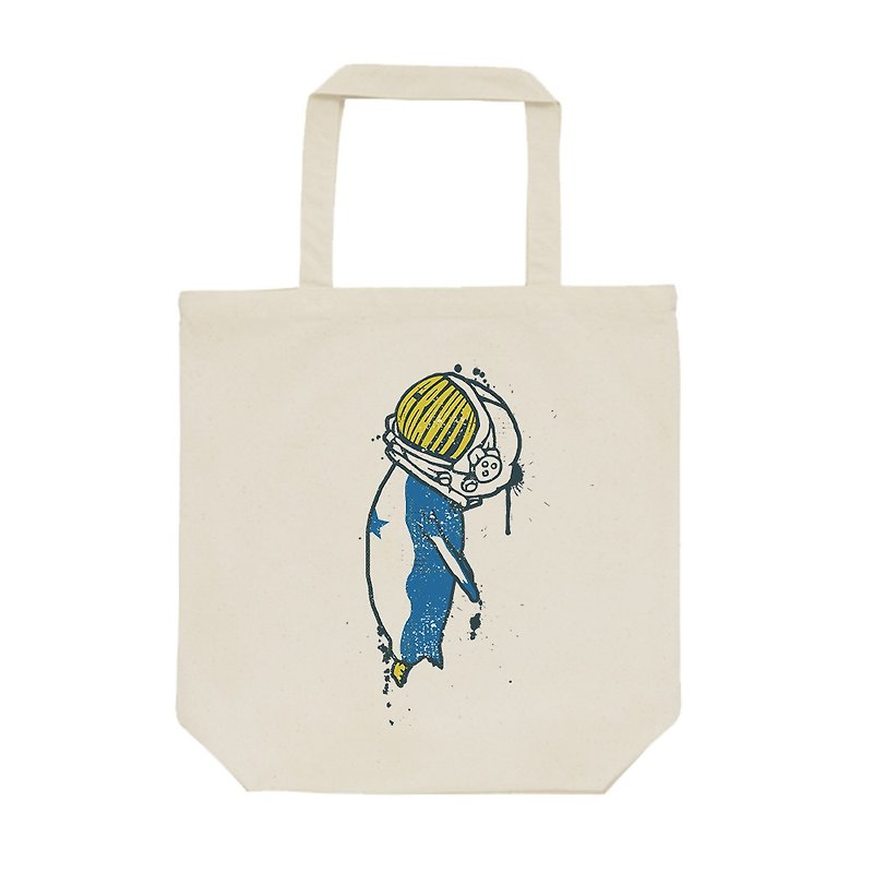 tote bag / Gravity Penguin 2 - กระเป๋าถือ - ผ้าฝ้าย/ผ้าลินิน สีกากี