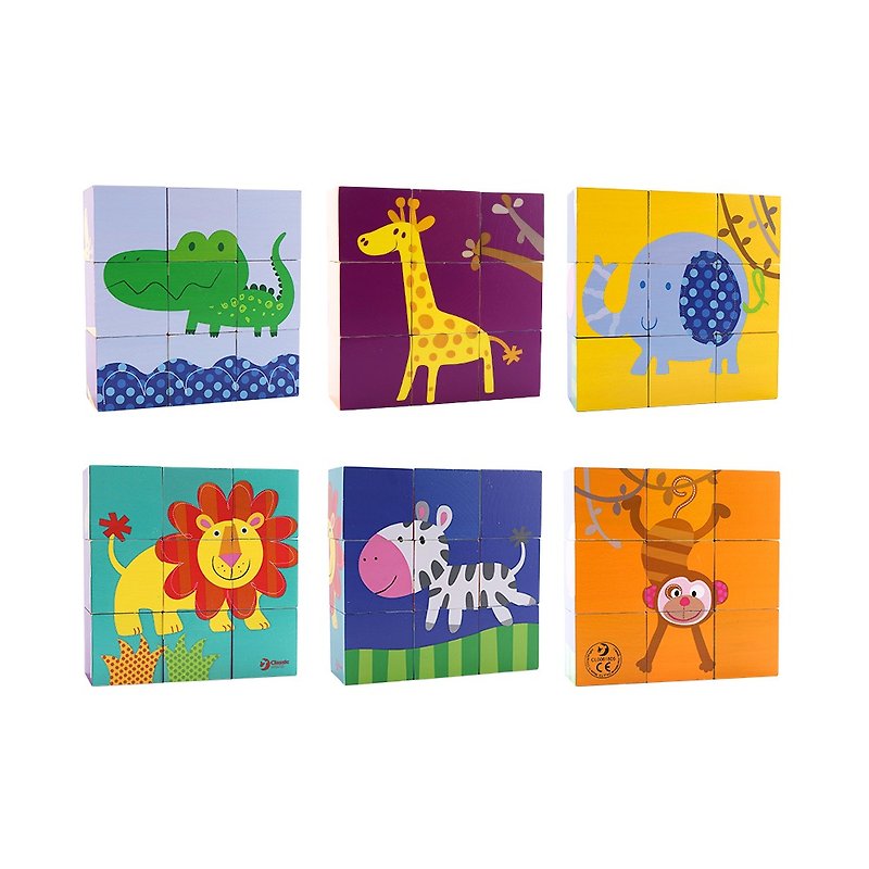 Wild Animal Blocks Puzzle - ของเล่นเด็ก - ไม้ หลากหลายสี