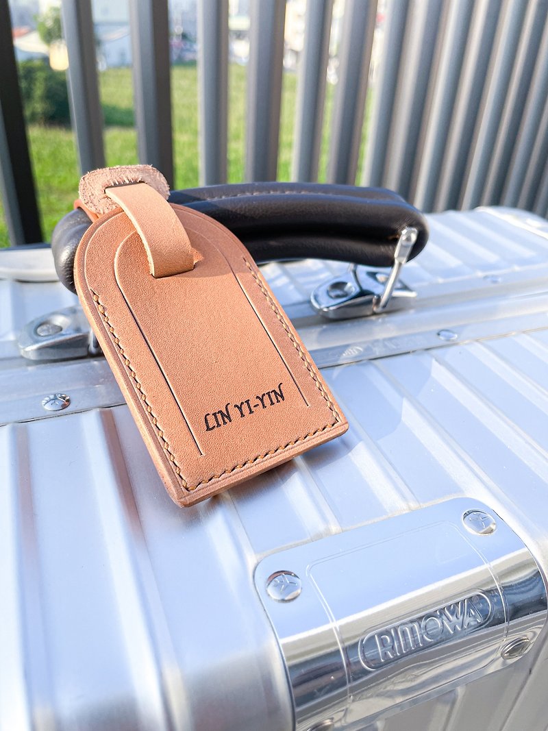 Classic luggage tag丨Customized name丨Handmade丨Vegetable tanned leather丨丨Travel丨Christmas gift box - Luggage Tags - Genuine Leather 
