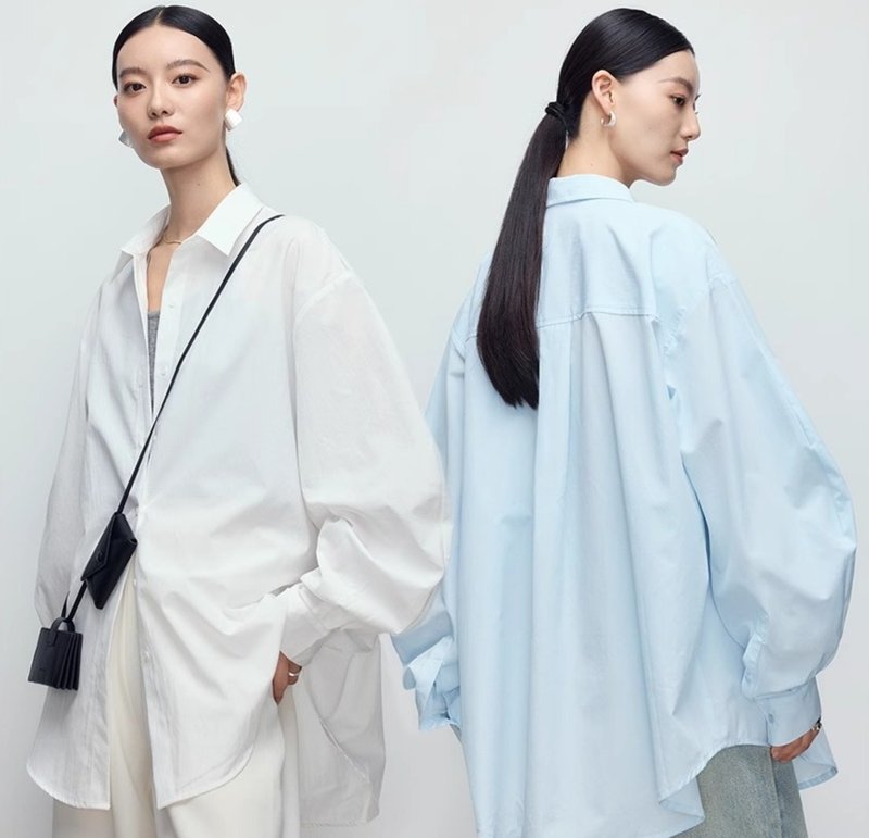 【慵懶風oversize】法式簡約/防曬長袖襯衫 - 女襯衫 - 棉．麻 多色