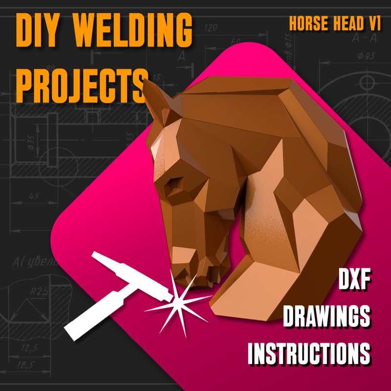 Welding Project Plans Drawings Chess Horse (DXF, PDF) - 圖文模板設計 - 其他材質 