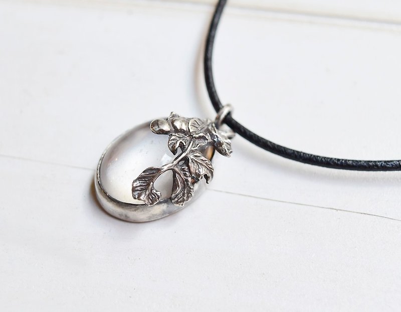 Water foam three-dimensional flower engraved silver necklace - สร้อยคอ - โลหะ สีเงิน