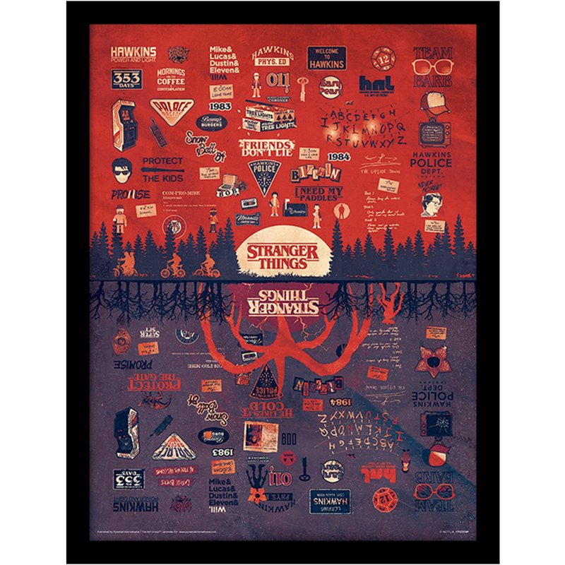 【怪奇物語】 Stranger Things 顛倒世界 30x40cm 高級版畫含框 - 海報/掛畫/掛布 - 木頭 多色