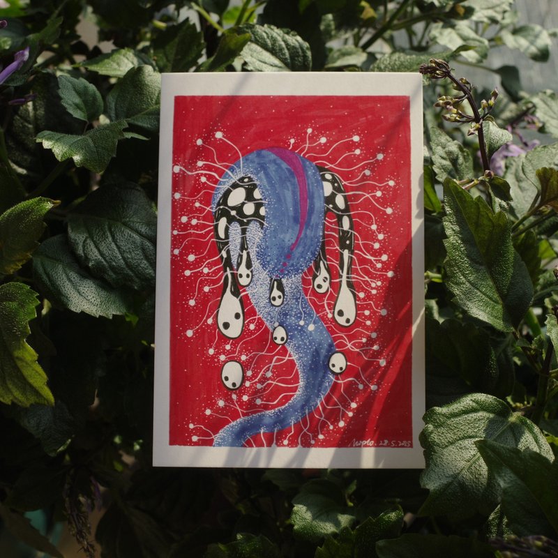 茅膏菜 原創馬克筆手繪插畫 明信片 148×100mm 1張 - 卡片/明信片 - 紙 多色