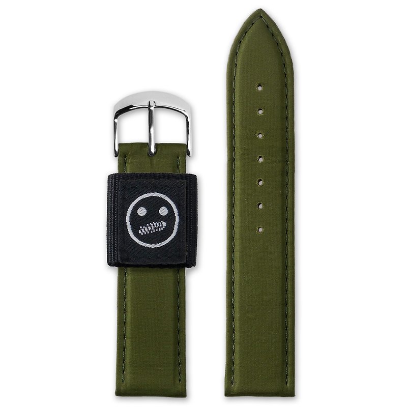 HYPERGRAND strap - 20mm - green pilot (silver button) - Women's Watches - Other Materials Green