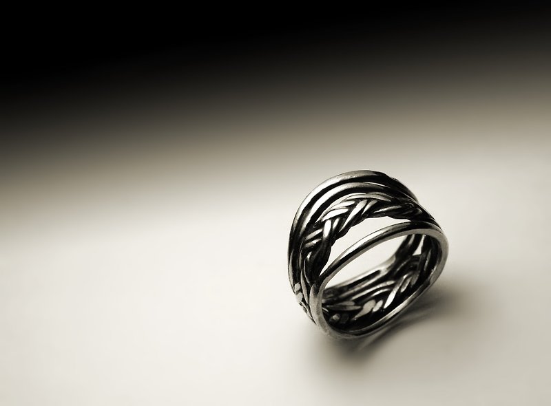 多層編織線條戒指 - 戒指 - 其他金屬 銀色