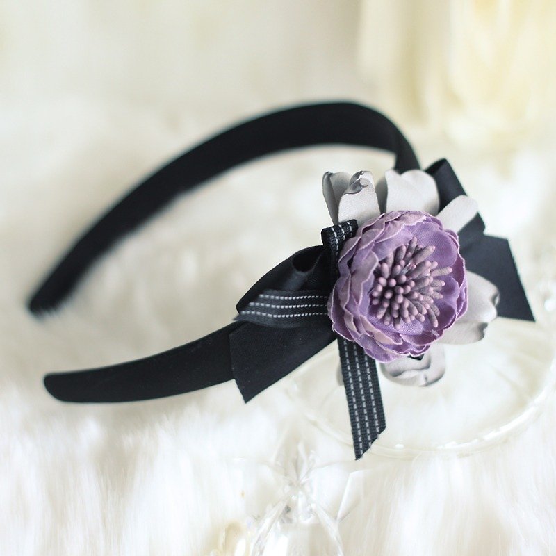 Fancy Lady Corsage Flower Headband - เครื่องประดับผม - ผ้าไหม สีม่วง