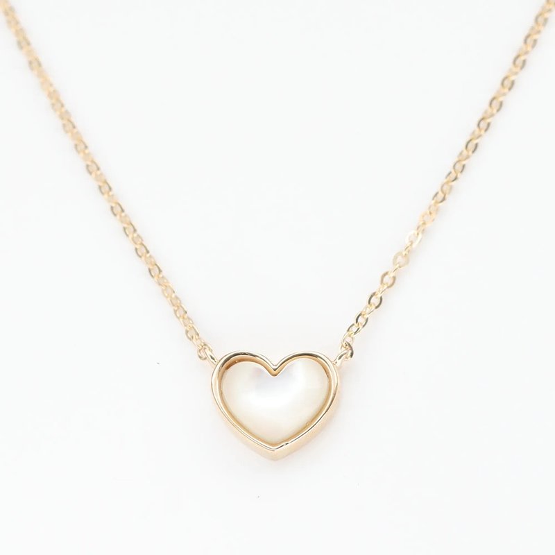 14K three-dimensional love mother-of-pearl necklace - Necklaces - Precious Metals Gold