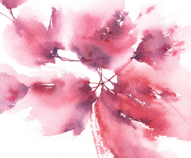 花の手作りポストカードセット水彩ピンクの花の絵花の壁の芸術 ショップ Floriarty カード はがき Pinkoi