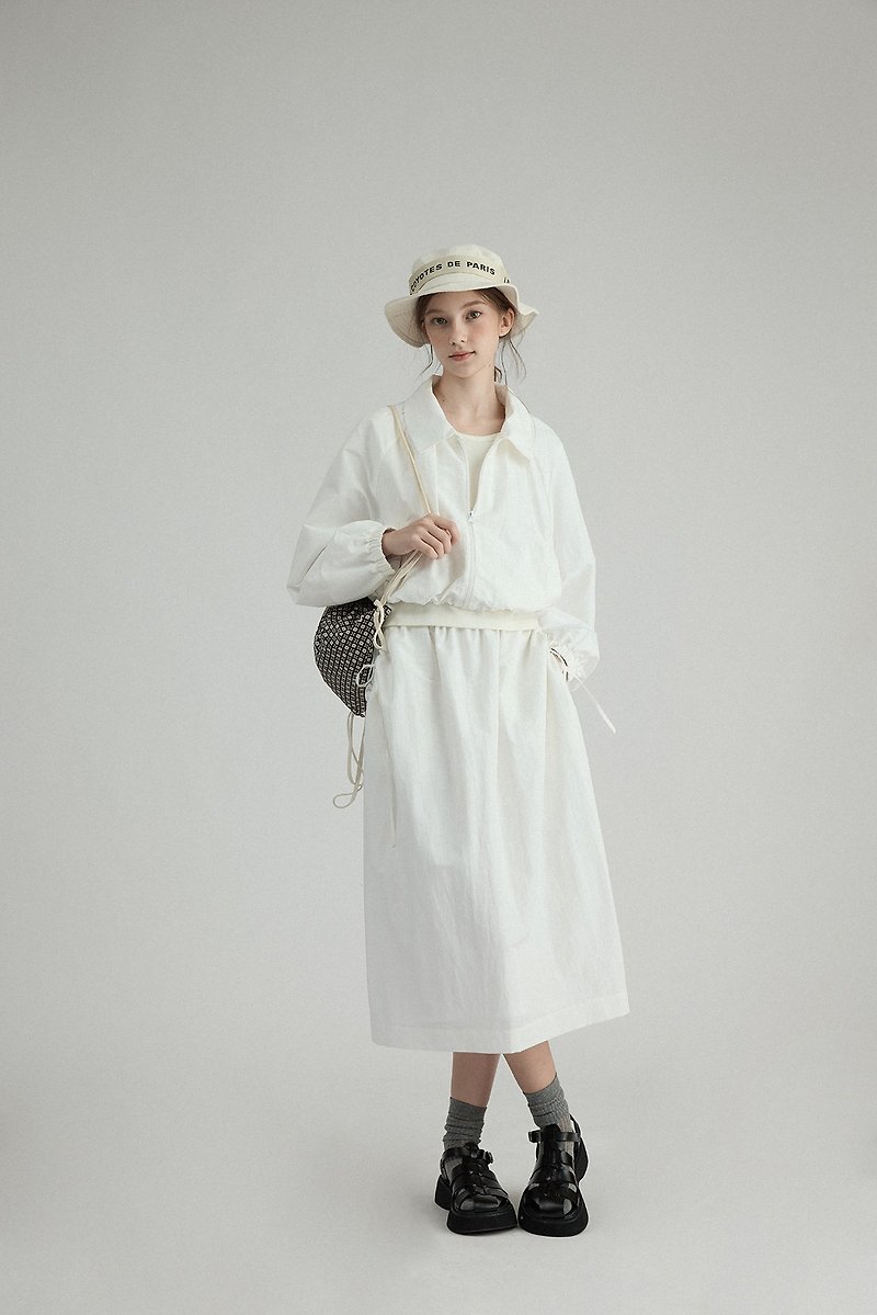Nordic outdoor light paper sunscreen short coat and skirt suit UPF50+ - เสื้อผู้หญิง - วัสดุอื่นๆ ขาว
