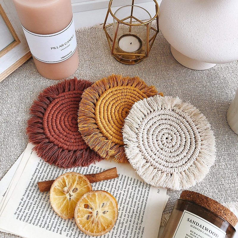 Macrame Round Coaster Kit_Video Tutorial - Knitting, Embroidery, Felted Wool & Sewing - Cotton & Hemp Multicolor
