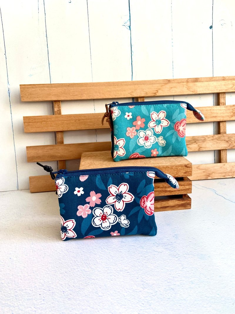 Sakura five-layer small bag storage bag can be placed directly in your pocket for Christmas and birthday exchange gifts - Coin Purses - Cotton & Hemp 