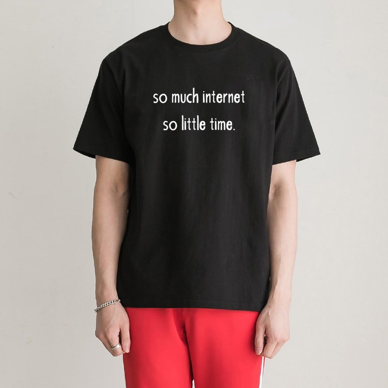 so much internet so little time 短袖T恤 黑色 文字 英文 禮物 - 男 T 恤 - 棉．麻 黑色