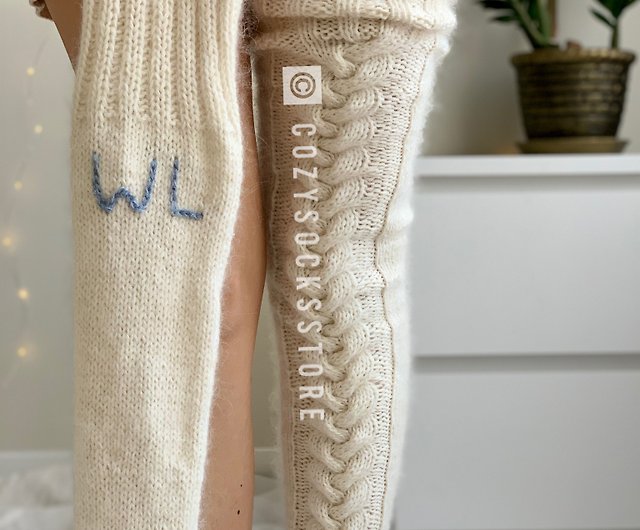 Plush thigh high christmas stockings Over knee socks Custom home underwear  - Shop CozySocksStore Stockings - Pinkoi