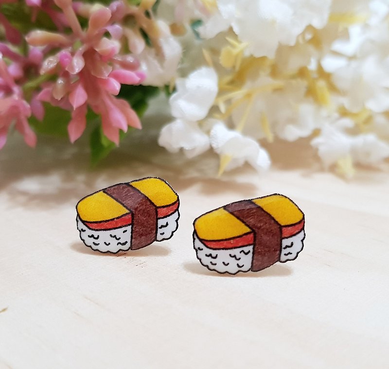 Tamagoyaki sushi earrings Clip-On- food series - Earrings & Clip-ons - Plastic Yellow
