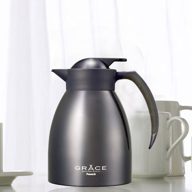 【Peacock】1.1L GRACE Vacuum Insulation Table Stainless Steel Insulation Pot-Steel Gray - Vacuum Flasks - Stainless Steel Gray