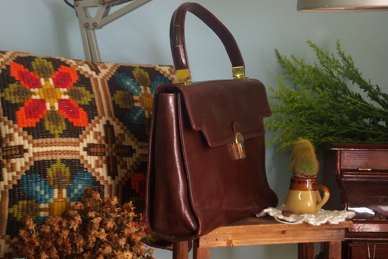 4.5studio- Nordic vintage antique hand bag -50ta brown leather bag Kelly - Handbags & Totes - Genuine Leather Brown